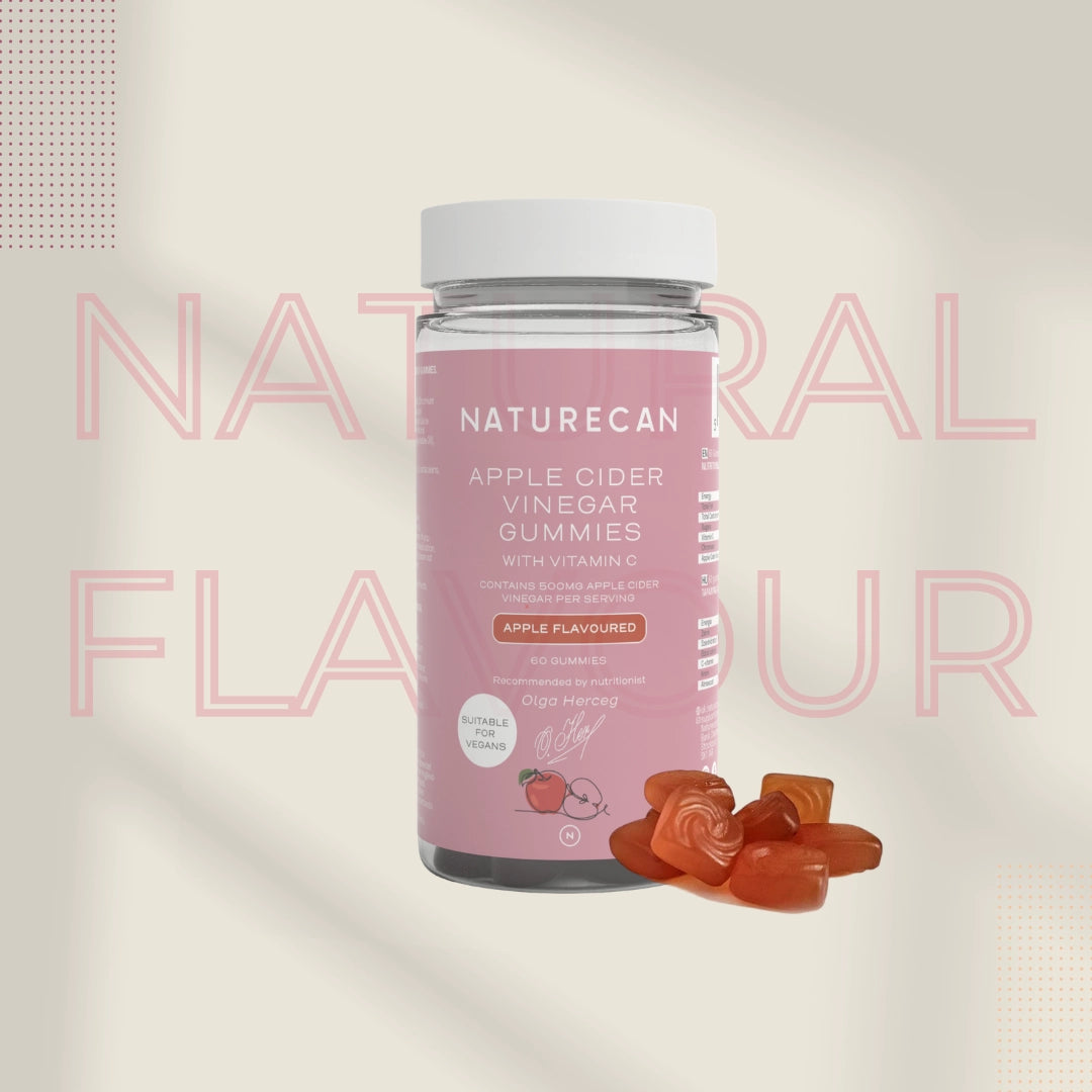 Naturecan Apple Cider Vinegar Gummies with Vitamin C on a light background