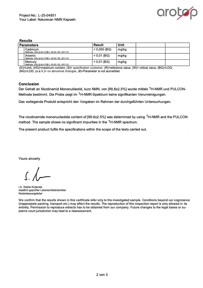 Technical document with text and a signature on a white background