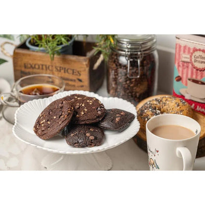 CBD cookies next to a cup of tea