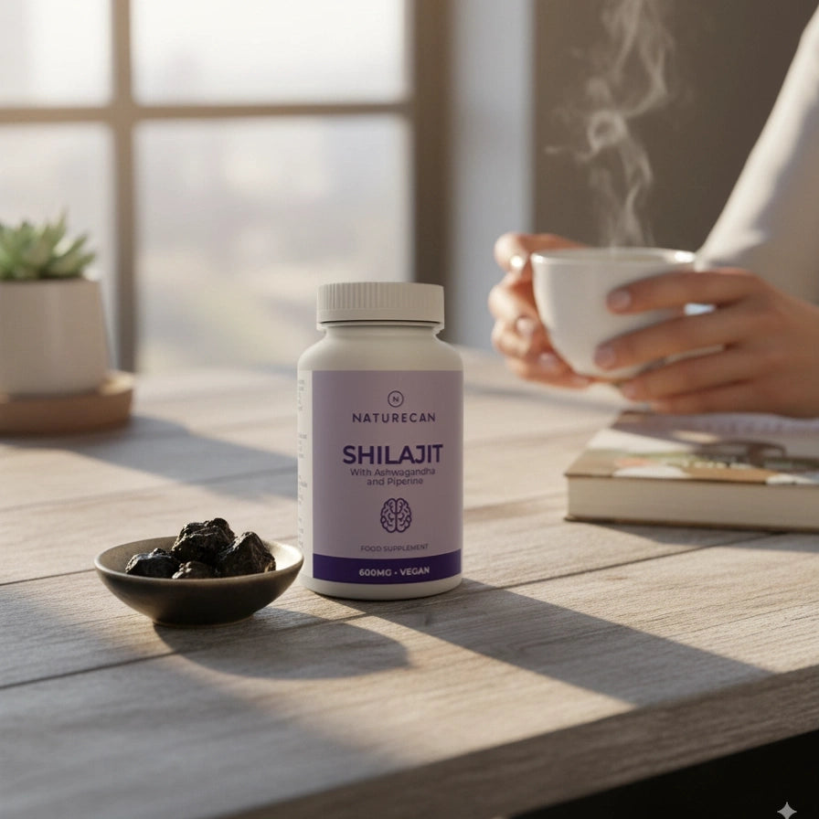 Shilajot capsules on top of table