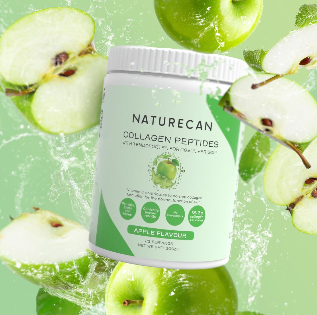 collagen peptides surrounded by apples